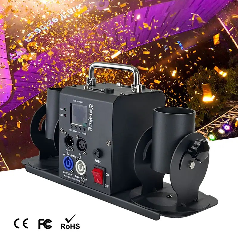 Confetti Cannon Tube - ステージ効果ダブルヘッド紙吹雪マシン DMX512 ストリーマーランチャーコンシェルジュフラワーマシンウェディングパーティー用