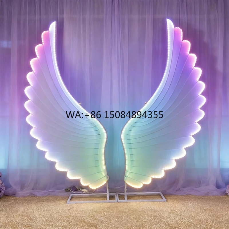 Event & Party Supply Photos - 光る天使の羽ライト小道具 カラフルファンタジーLEDウィングス 結婚式ステージ背景装飾 イベントパーティーデコレーション用
