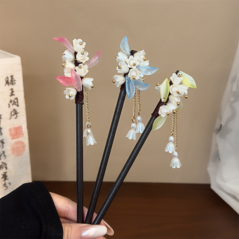 Event Suppliers - 中国風の伝統的なヘアピンスズランタッセルヘアスティックエレガントなヘアアクセサリー女性のための漢服チャイナドレス結婚式