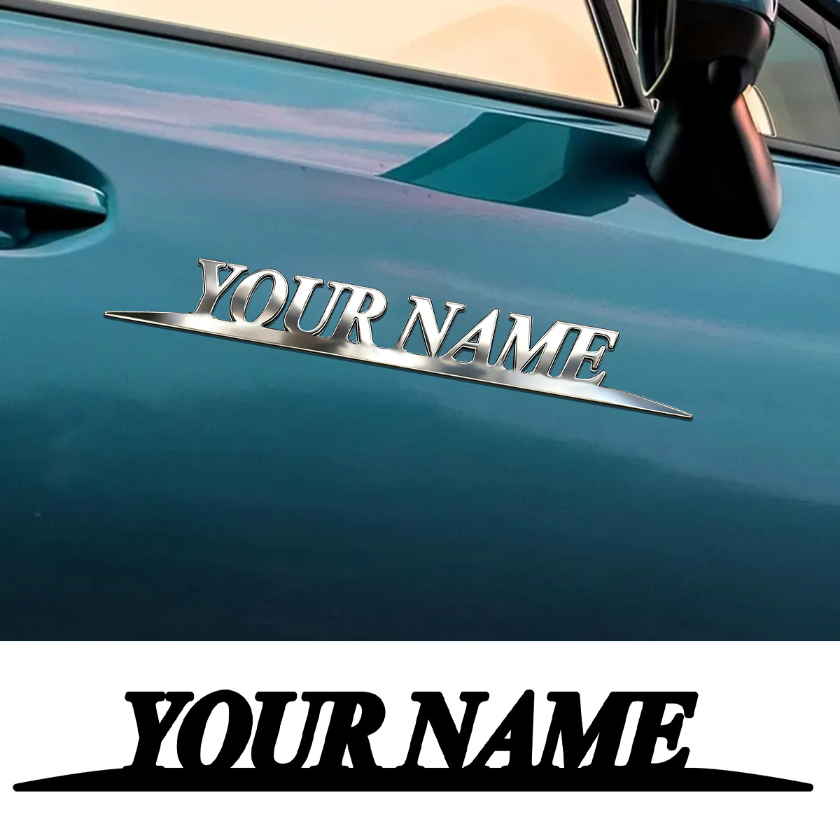 Event Suppliers - メタル製のおしゃれな「YOUR NAME」ステッカー、カスタムロゴ、車のトランク、フェンダー、リアバンパーに適用、DIYアクセサリー、パーソナライズされたバッジ
