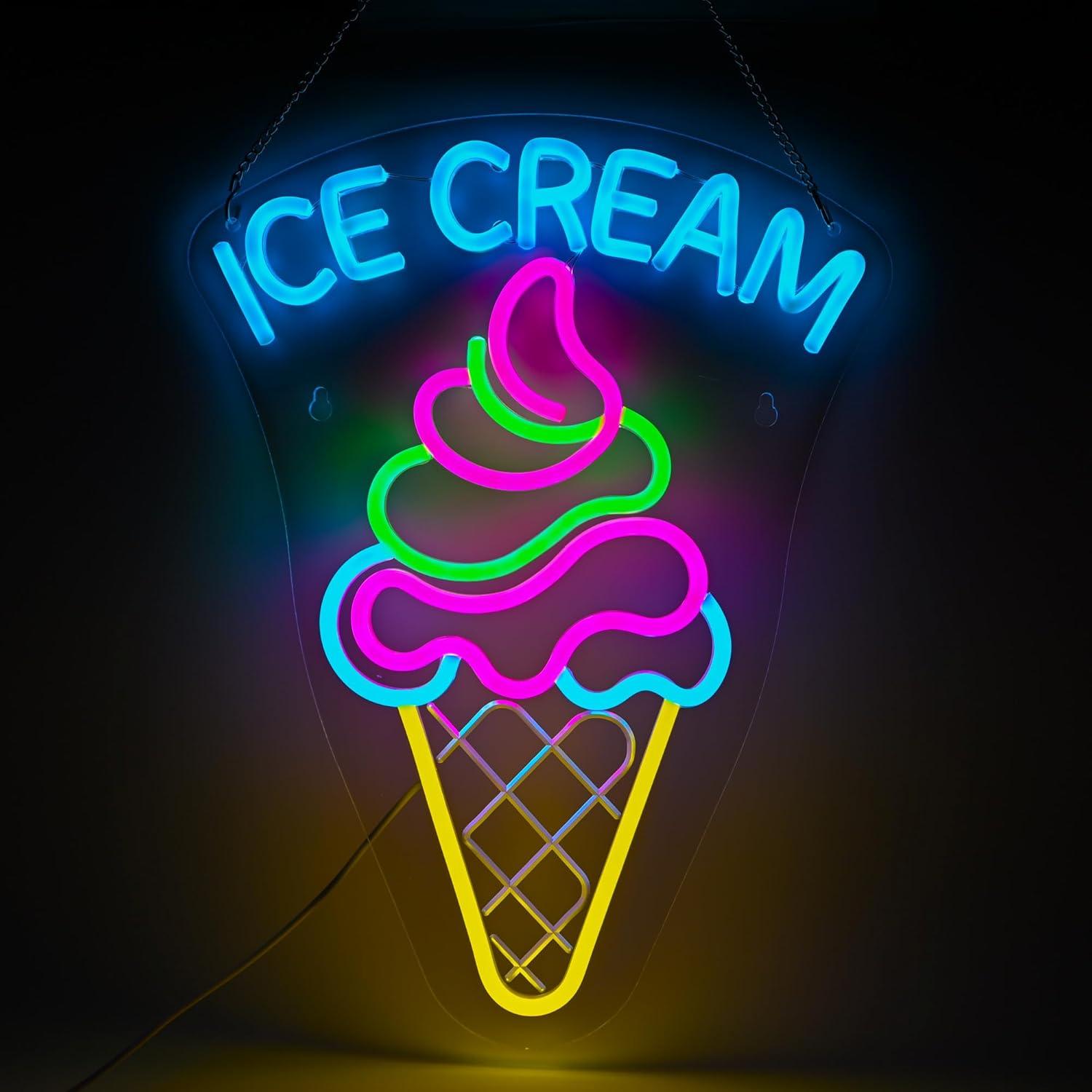 Neon Sign Party - アイスクリームネオンサイン調光可能デザートバーLEDライト、アイスクリームショップ、寝室、パーティーの装飾、アイスクリーム愛好家のための誕生日プレゼント