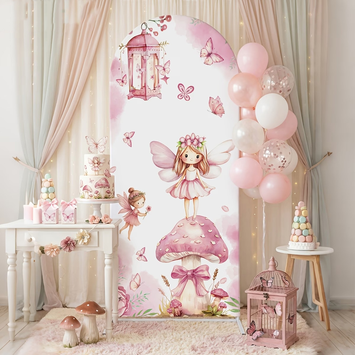 妖精とキノコの背景、甘い女の子、プリンセス、誕生日、デザート - Dessert Table Backdrop のレビューと価格
