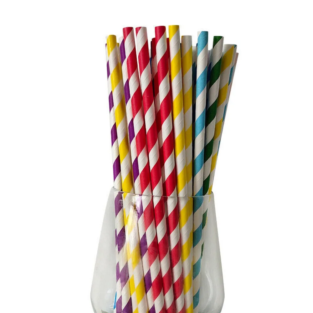 100 個バルクパック紙ストローパターンカラー - 生分解性 - Paper Straw Color のレビューと価格