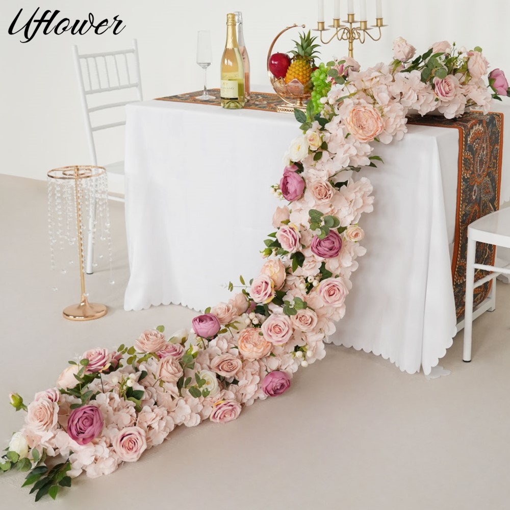 Uflower 200cm ピンクローズアジサイ造花列 ウェ - Flower Wall Panel のレビューと価格