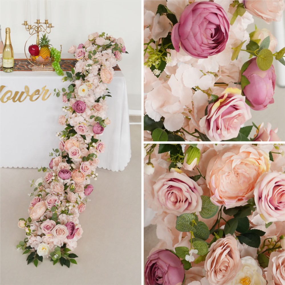 Uflower 200cm ピンクローズアジサイ造花列 ウェ - Flower Wall Panel のレビューと価格