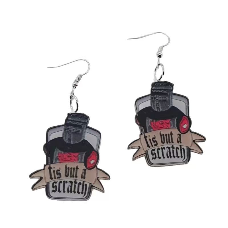 10個入りアクリル製黒と白の引用句イヤリング、女性用イヤリン - Event Party のレビューと価格