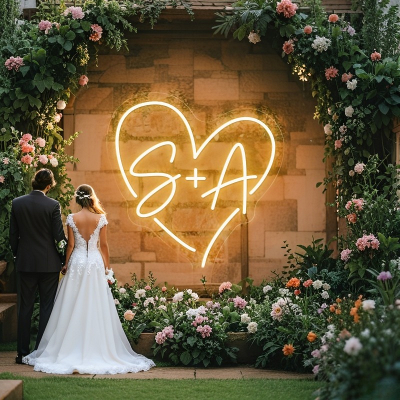 カスタムイニシャルハートLEDネオンサイン、結婚式パーティー - Neon Sign Party のレビューと価格