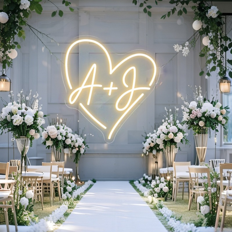 カスタムイニシャルハートLEDネオンサイン、結婚式パーティー - Neon Sign Party のレビューと価格