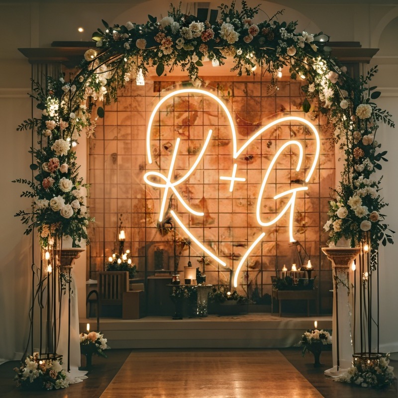 カスタムイニシャルハートLEDネオンサイン、結婚式パーティー - Neon Sign Party のレビューと価格