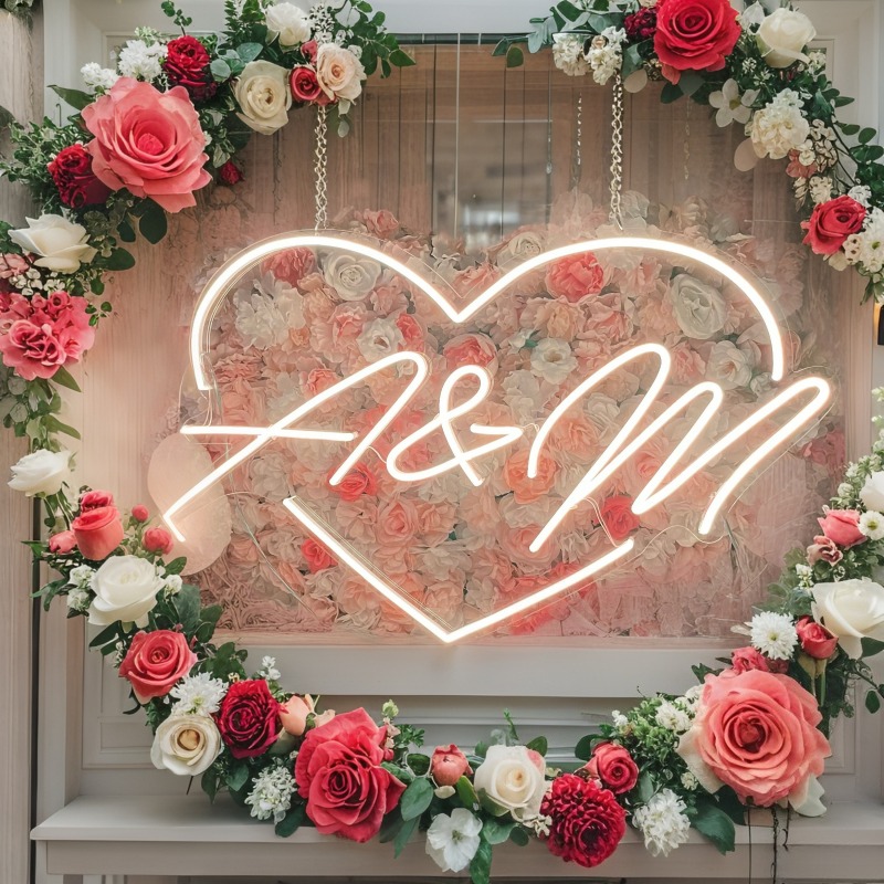 カスタムイニシャルハートLEDネオンサイン、結婚式パーティー - Neon Sign Party のレビューと価格