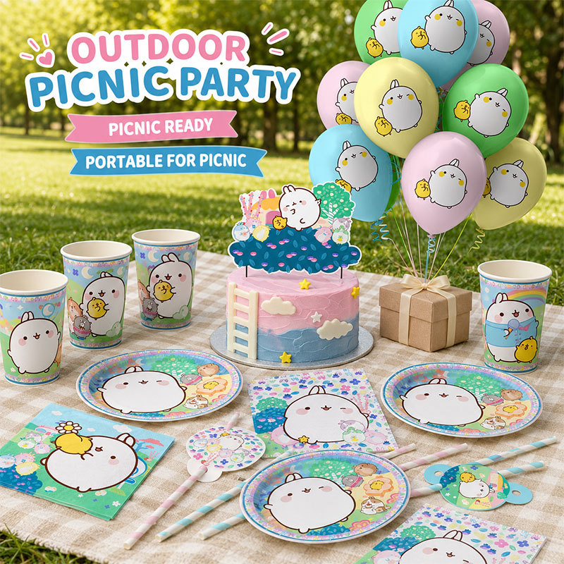 Molang 漫画をテーマにしたパーティー用品 使い捨てプレ - Paper Straw Color のレビューと価格