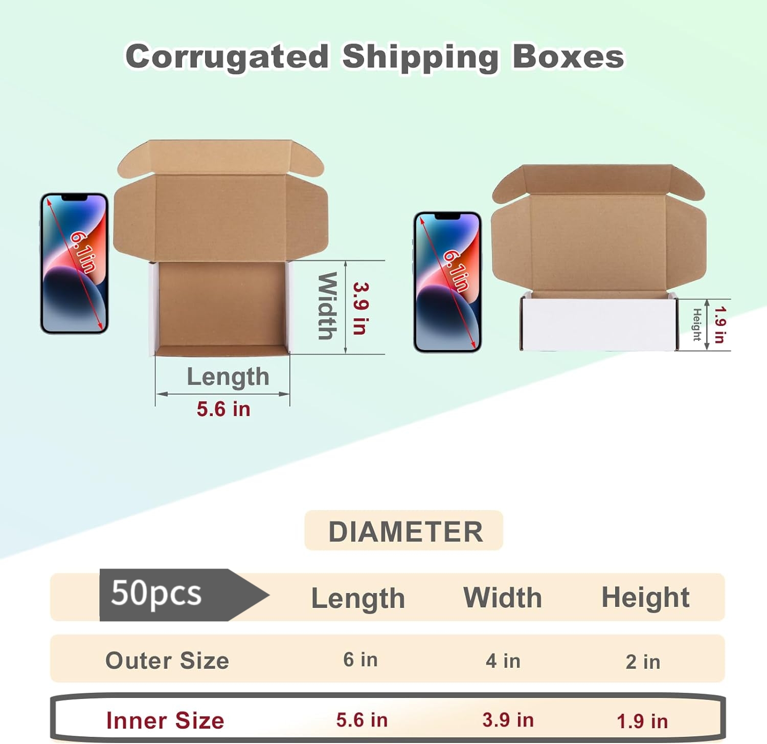 50個 6x4x2インチ ブラック 小型配送用ボックス、段ボ - Event Party Box のレビューと価格