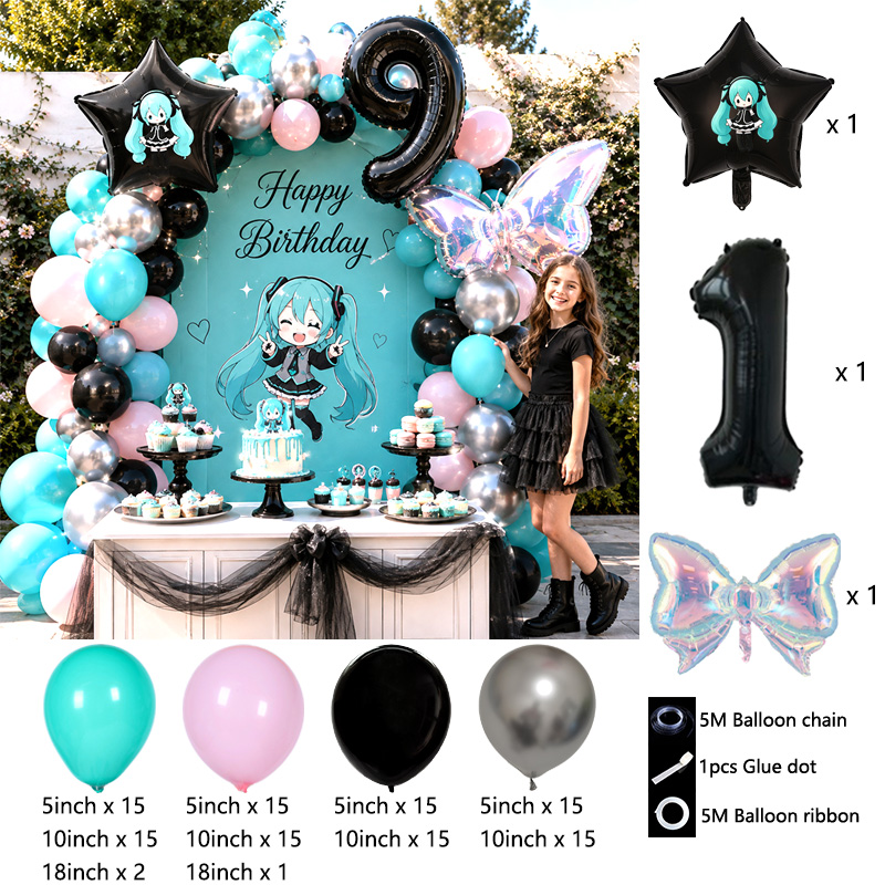 ミクをテーマにしたバルーンアーチガーランドキット、アニメコス - Balloon Arch Kit のレビューと価格