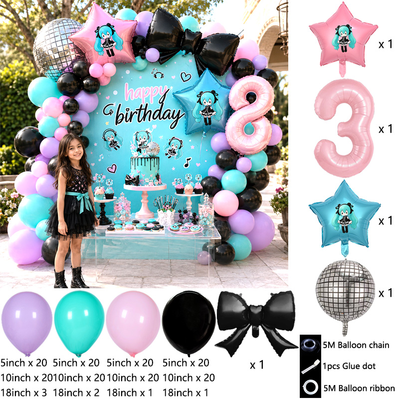 ミクをテーマにしたバルーンアーチガーランドキット、アニメコス - Balloon Arch Kit のレビューと価格