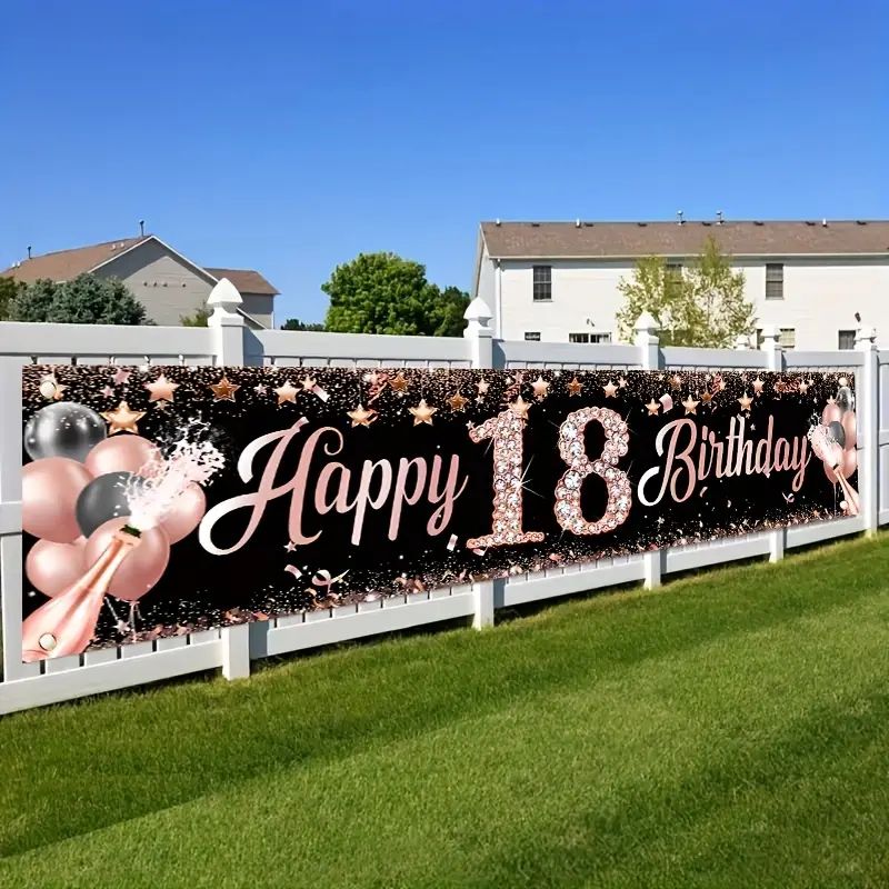 18歳の誕生日バナー、ローズゴールドの誕生日パーティーデコレ - Party Banner Gold のレビューと価格