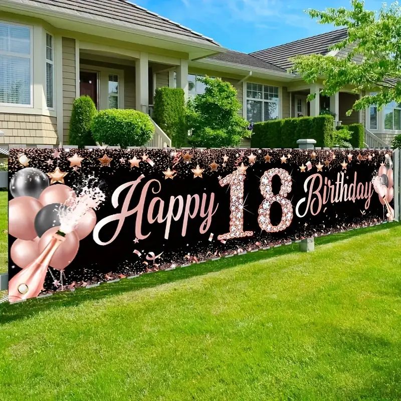 18歳の誕生日バナー、ローズゴールドの誕生日パーティーデコレ - Party Banner Gold のレビューと価格