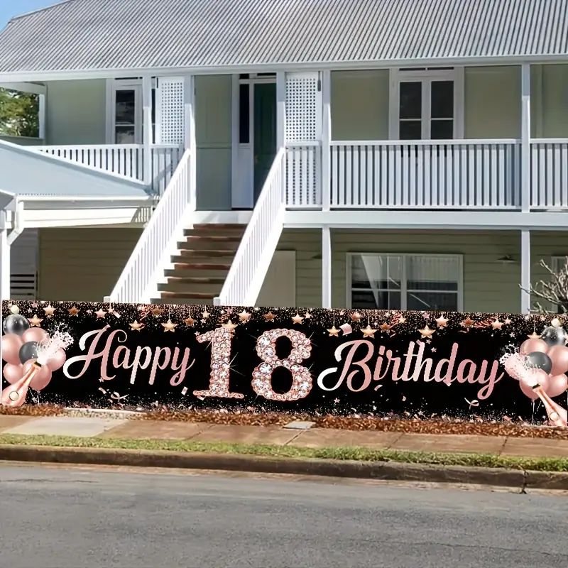 18歳の誕生日バナー、ローズゴールドの誕生日パーティーデコレ - Party Banner Gold のレビューと価格