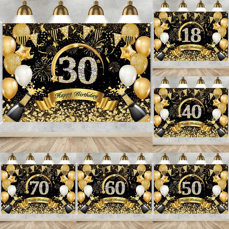 Happy 30th 40th 50th Birthday  - Party Banner Gold のレビューと価格