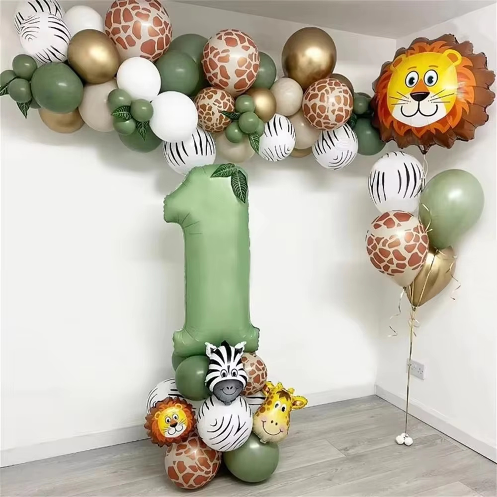 ジャングルアニマルバースデーバルーン セージグリーンナンバー - Balloon Arch Kit のレビューと価格