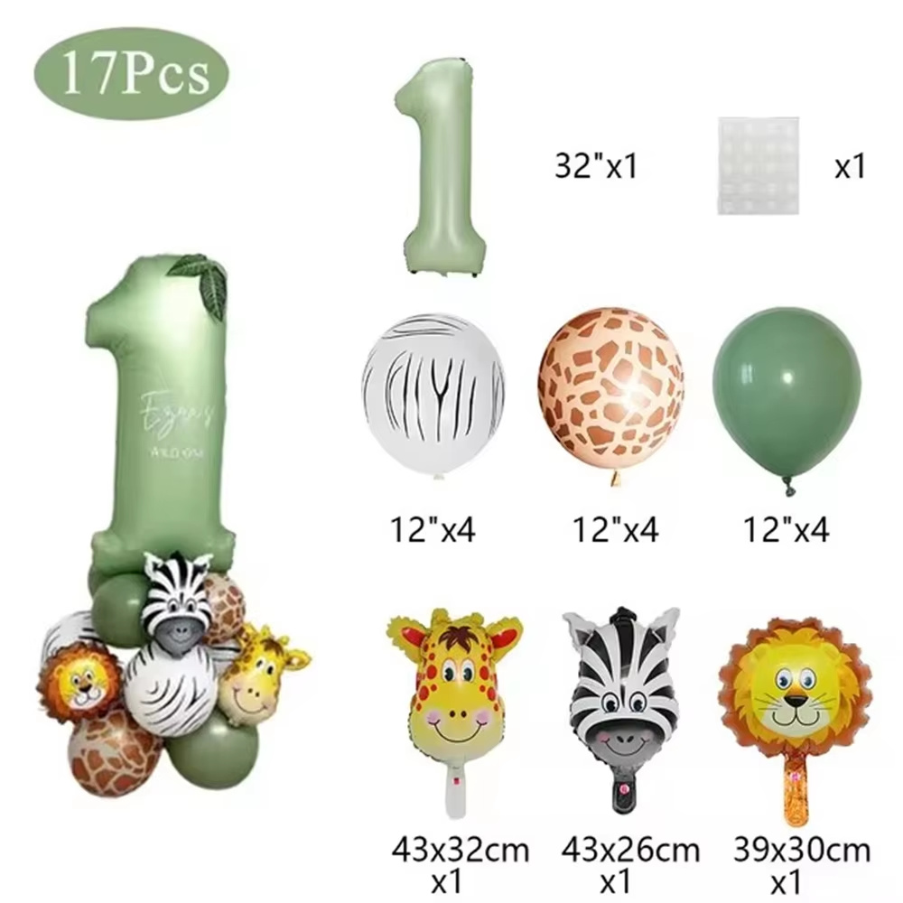 ジャングルアニマルバースデーバルーン セージグリーンナンバー - Balloon Arch Kit のレビューと価格