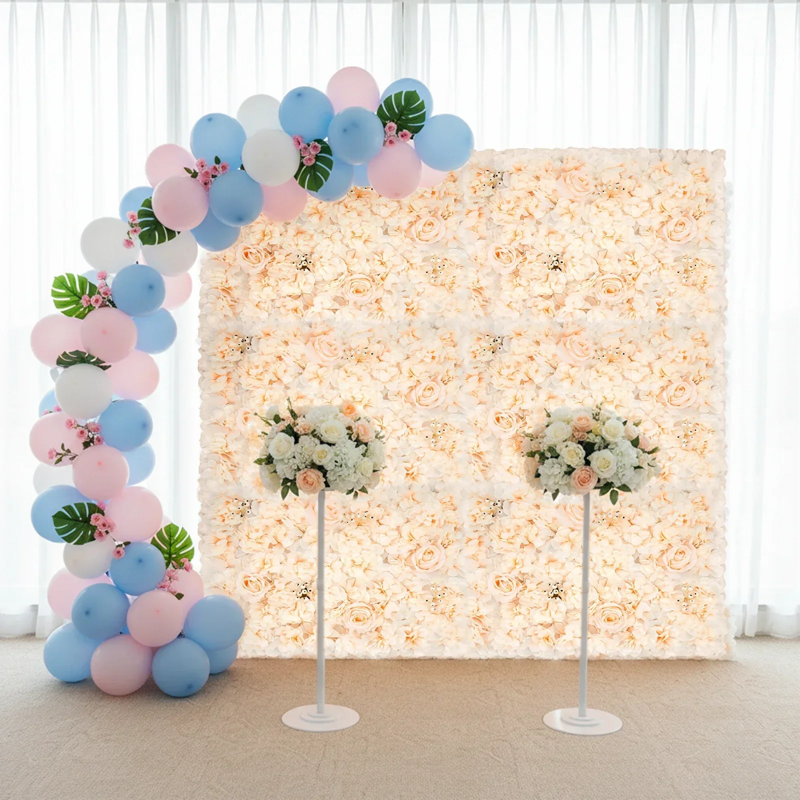 6 個 60*40 センチメートル造花壁パネル、シャンパンロ - Flower Wall Panel のレビューと価格