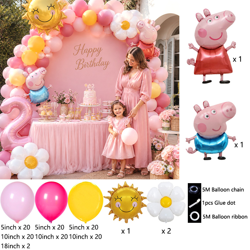 ペッパピッグをテーマにしたバルーンアーチキット、DIYフォイ - Balloon Arch Kit のレビューと価格