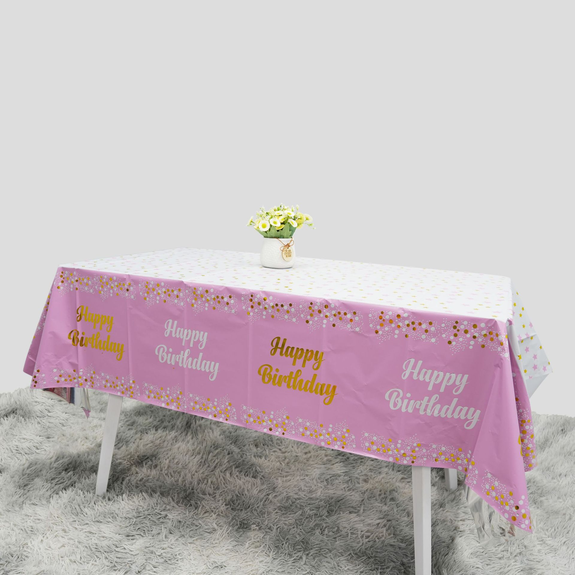 ハッピーバースデー使い捨てテーブルクロス ドットスター柄 長 - Table Cloth Disposable のレビューと価格