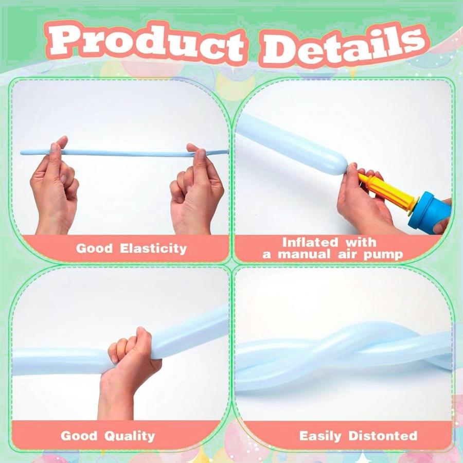 101/201個のロングストリップバルーンと手動ポンプセット - Balloon Pump Hand のレビューと価格