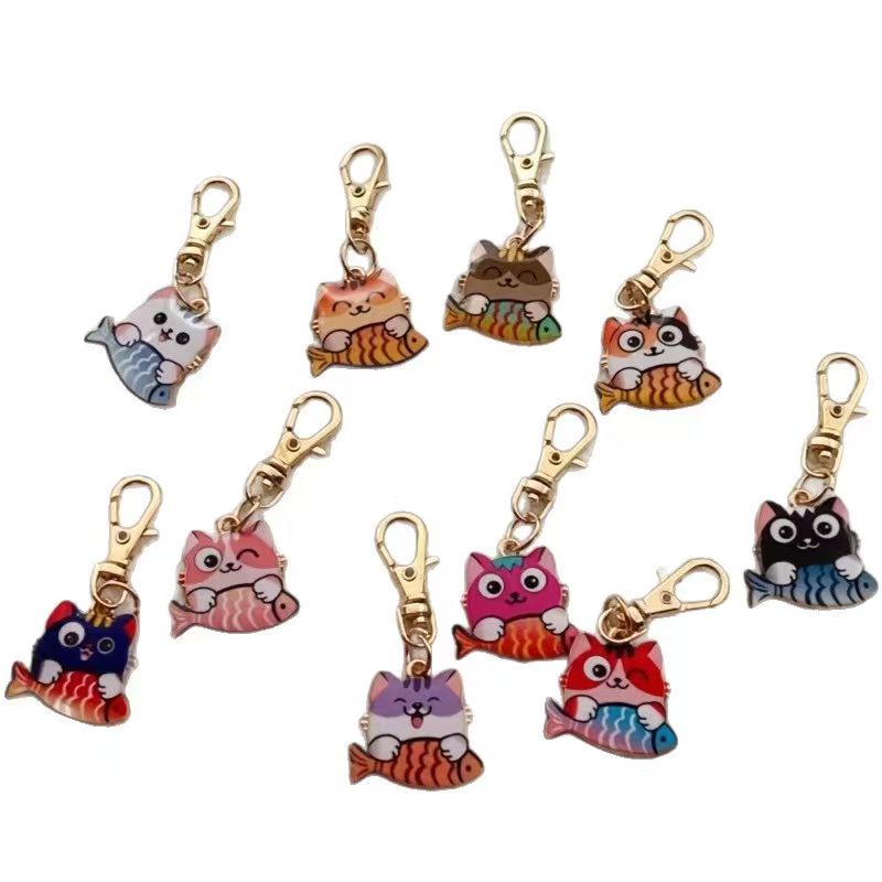 10個入り合金製プリント猫キーホルダー、バッグや財布の吊り下 - Event Party のレビューと価格