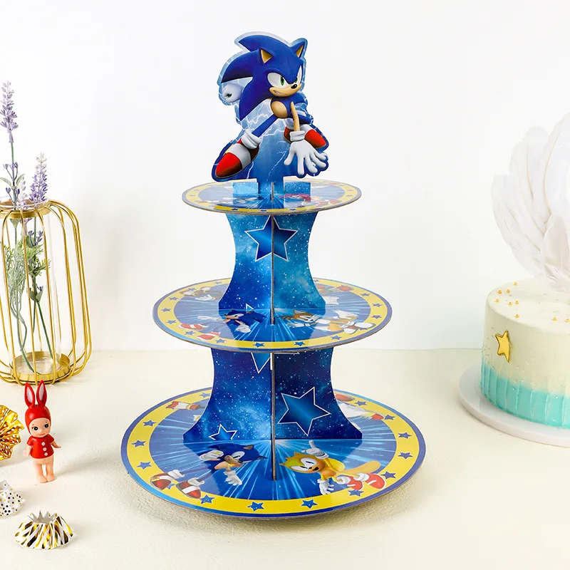 アニメソニック誕生日パーティーケーキラック3層デザートテーブ - Supply Event のレビューと価格