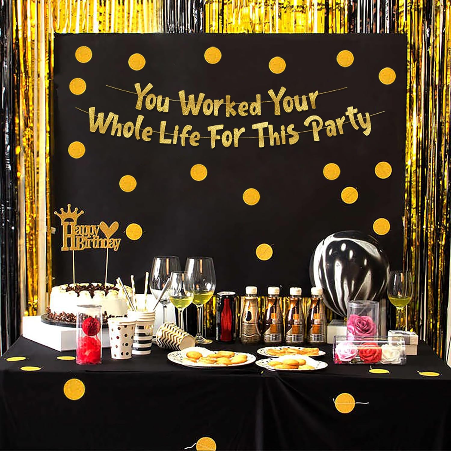 退職パーティーの装飾品「あなたは一生かけて仕事に取り組んだの - Party Banner Gold のレビューと価格